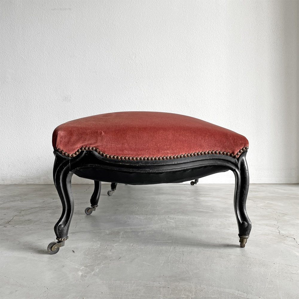 ヨーロピアンクラシカル European Classical ソファベンチ ファブリックシート ベロア調 W166cm ナポレオン3世様式 フランスアンティークスタイル 〓
