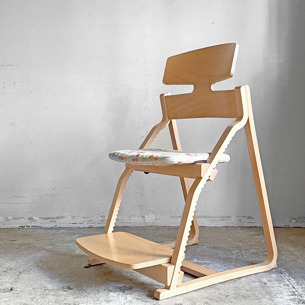 豊橋木工 TOYOMOKU アップライトチェア UPRIGHT CHAIR ナチュラル × アクアブルー 交換用座面カバー付き ベビーチェア キッズチェア ■