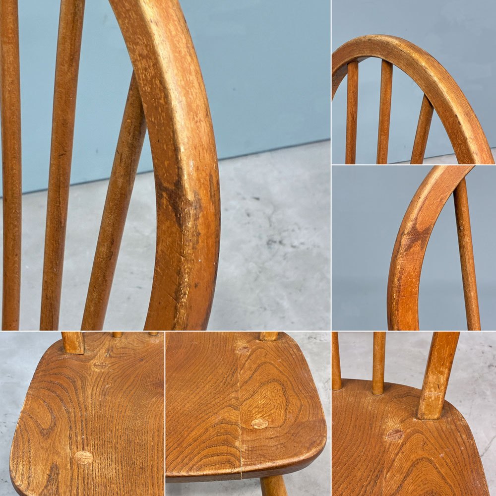 アーコール Ercol フープバックチェア ダイニングチェア スポークバック エルム材×ビーチ材 UKビンテージ 英国家具 ◎