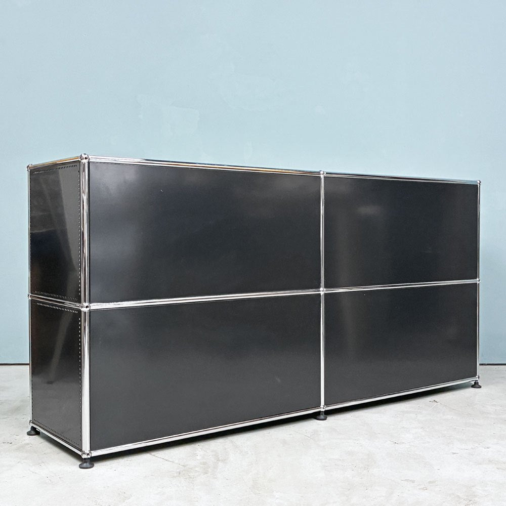 ユーエスエムハラー USM Haller モジュラーファニチャー ハラーシステム 2列2段 ブックシェルフ キャビネット グラファイトブラック ◎