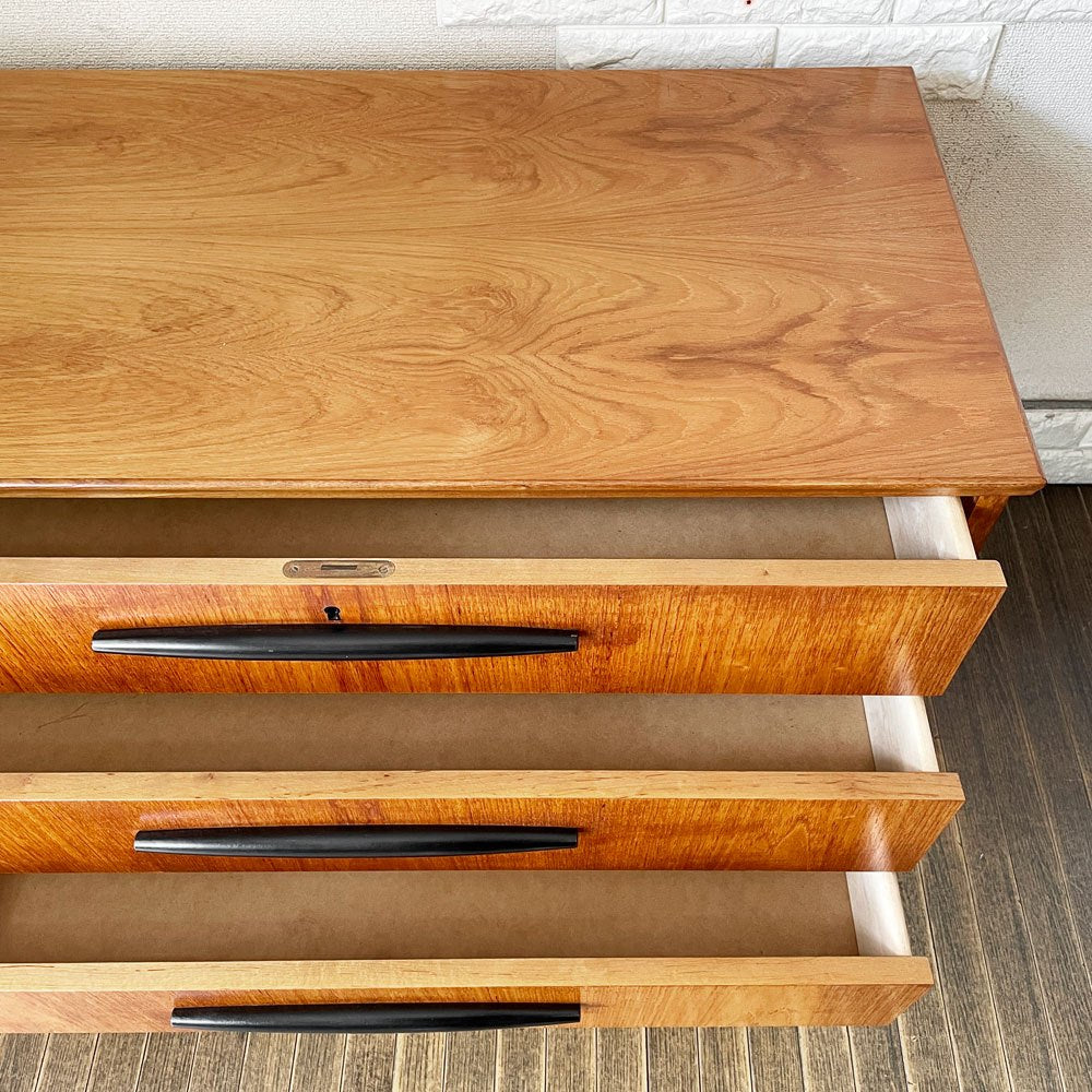 AB Broderna Gustafsson チーク材チェスト 3段 3ドロワー W92cm 鍵欠品 スウェーデン 北欧ビンテージ ミッドセンチュリー ◎