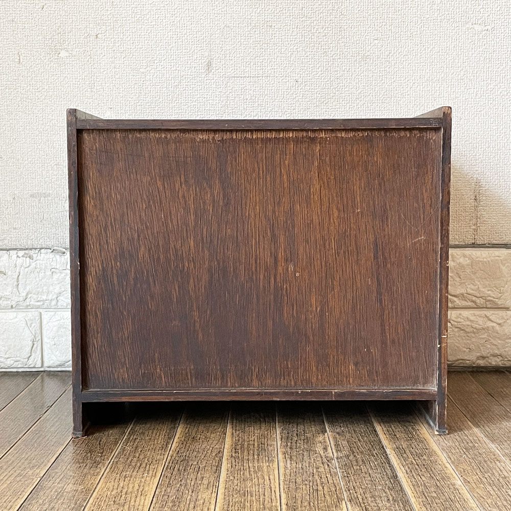 ジャパンビンテージ  Japan Vintage 古い木味のスモールキャビネット 抽斗1杯 本棚 文庫箱 W36cm 昭和レトロ 古家具 ◎