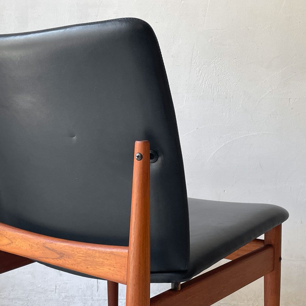 フランス＆サン France&Son 191チェア ダイニングチェア ラウンジチェア チーク材 レザー張り フィンユール Finn Juhl 北欧家具 ビンテージ ★