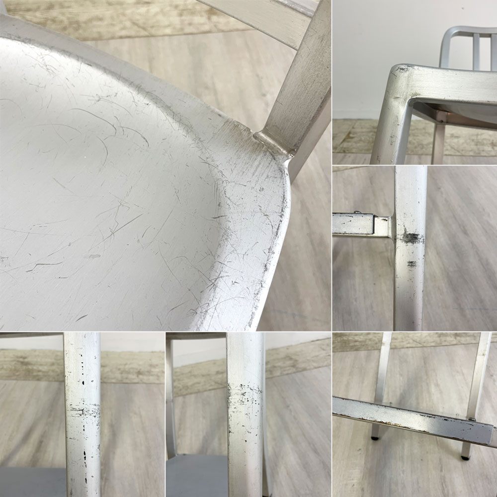 ネイビーバースツール Navy BarStool カウンターチェア リプロダクト アルミニウム インダストリアル デザイン 脚部カット品 H94cm A ●