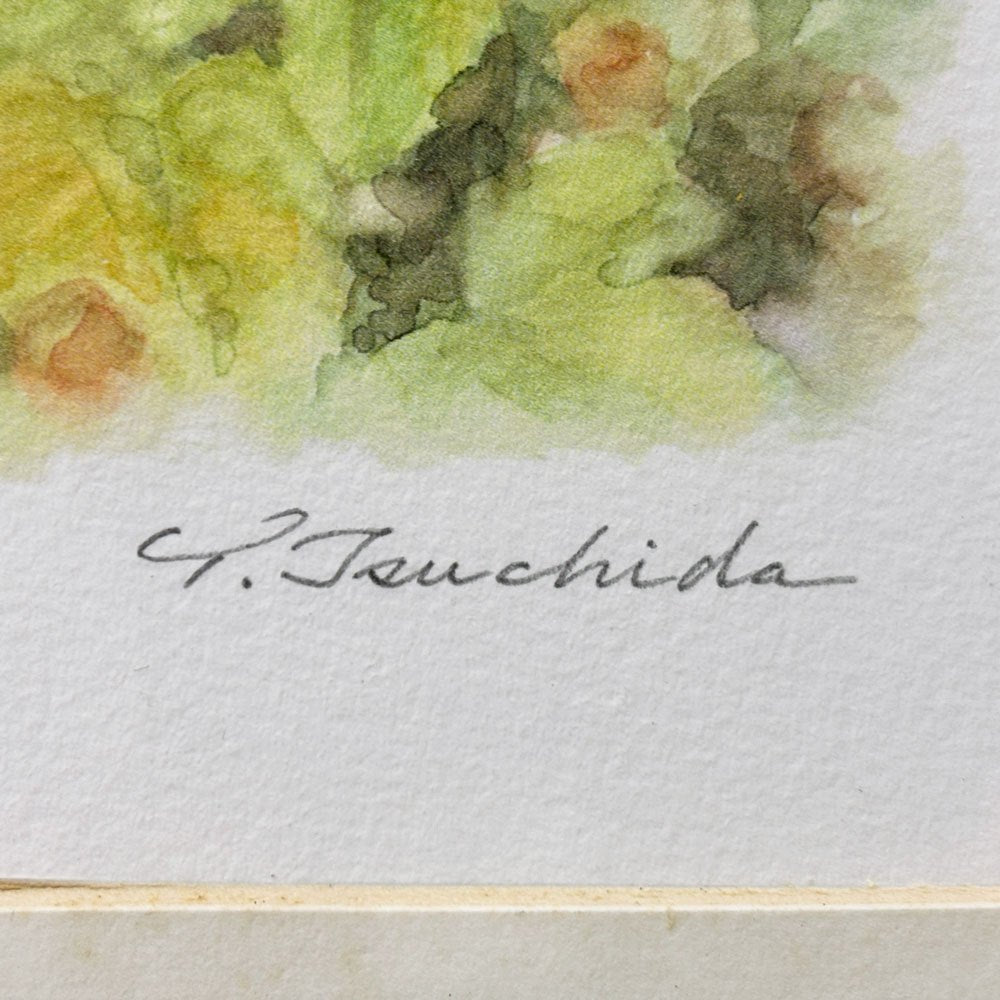 土田穣 ジクレー版画 黄色の実 W32.5cm 16/100 ウサギ 額装品 ●