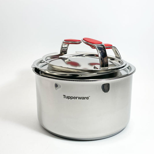 タッパーウエア Tupperware コンパクトクックウェアセット 1.5L 2.5L 3.5L 着脱式ハンドル ステンレス 片手鍋 直火IH可 元箱付 未使用品 ★