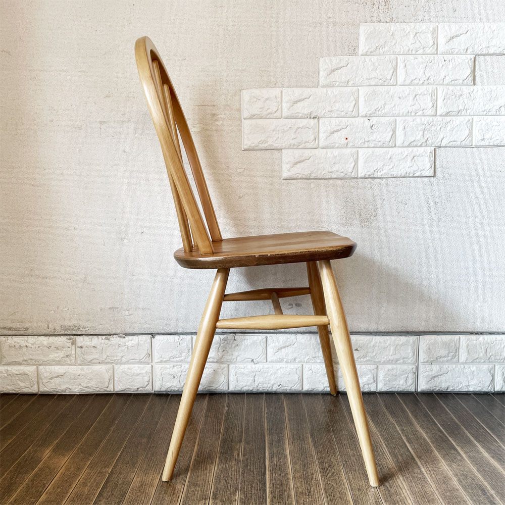 アーコール Ercol フープバックチェア ダイニングチェア スポークバック 4本タイプ エルム材 UKビンテージ 英国家具 ◎