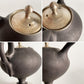 木下和美 ティーポット 黒釉 金彩 磁器 12cm 現代作家 ■