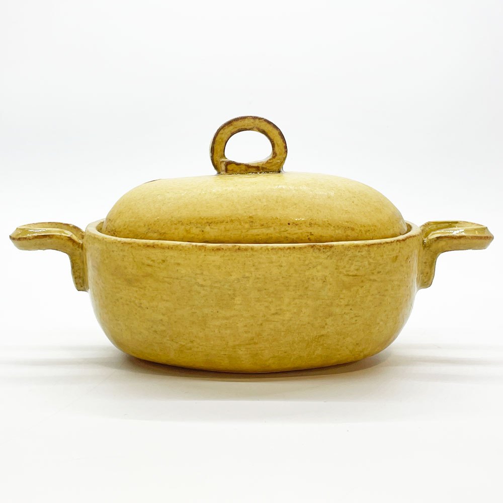 小川佳子 Yoshiko Ogawa 耐熱鍋 土鍋 蓋付 オーバル 楕円 陶器 直火可 W24cm 現代作家 B ★