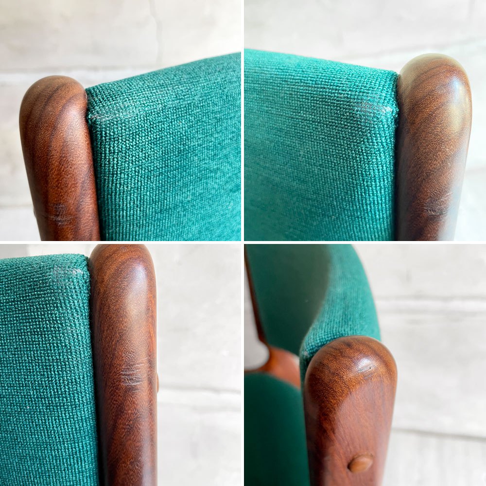 アンダーストルップ Anderstrup Mobelfabrik ダイニングチェア Model 89 チーク材 ファブリックシート グリーン系 エリック・バック Erik Buch デンマーク ビンテージ 北欧家具 ♪