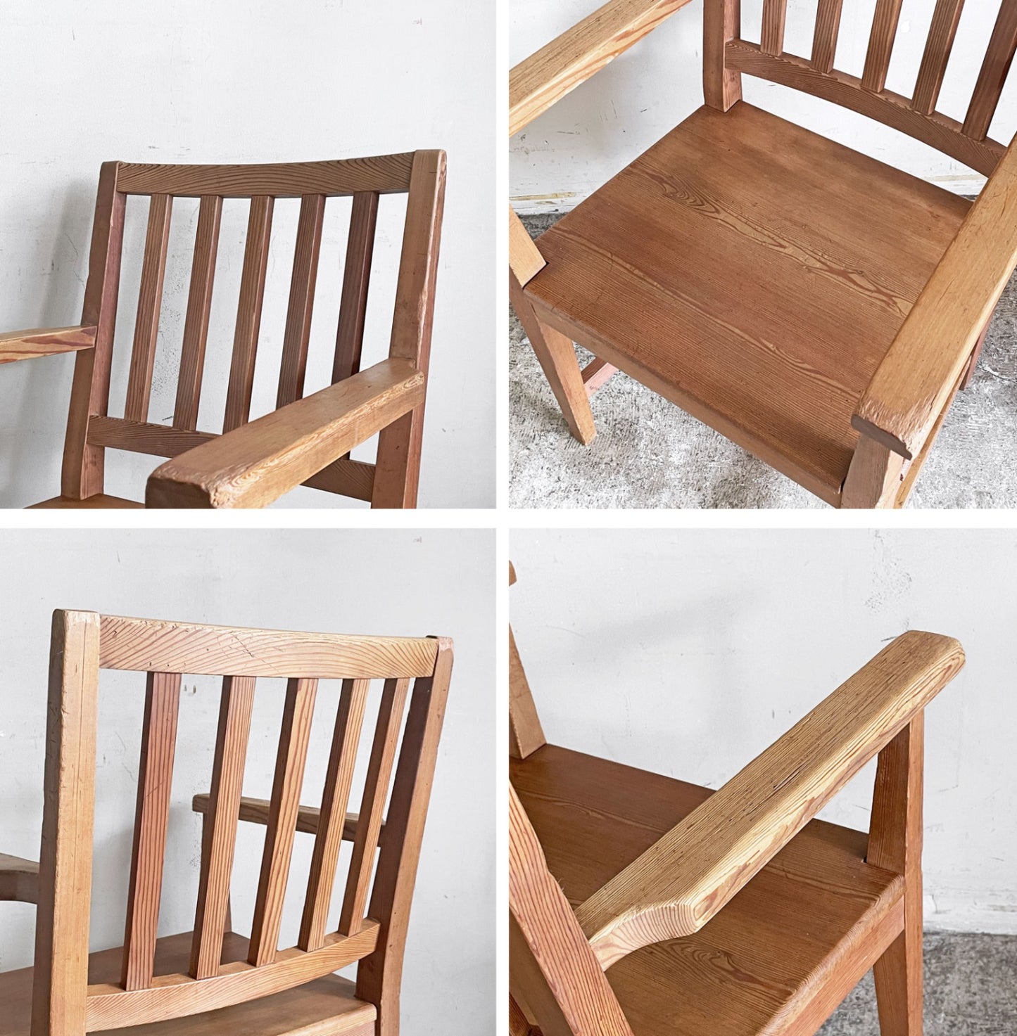 北の住まい設計社 ミッションアームチェア Mission arm chair ダイニングチェア 板座 パイン材 ナチュラル ■
