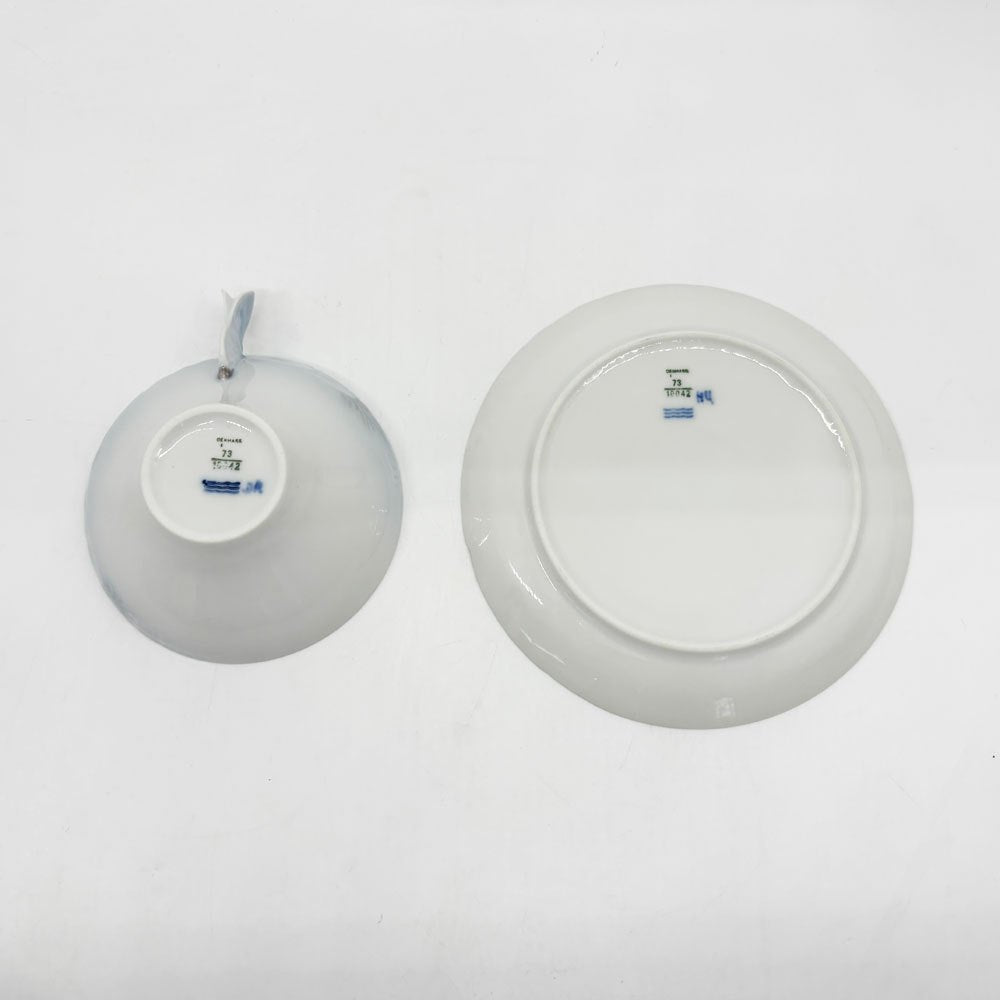ロイヤルコペンハーゲン ROYAL COPENHAGEN ミッドサマーナイトドリーム デミタスカップ&ソーサー ケーキプレート トリオセット 北欧食器 ●