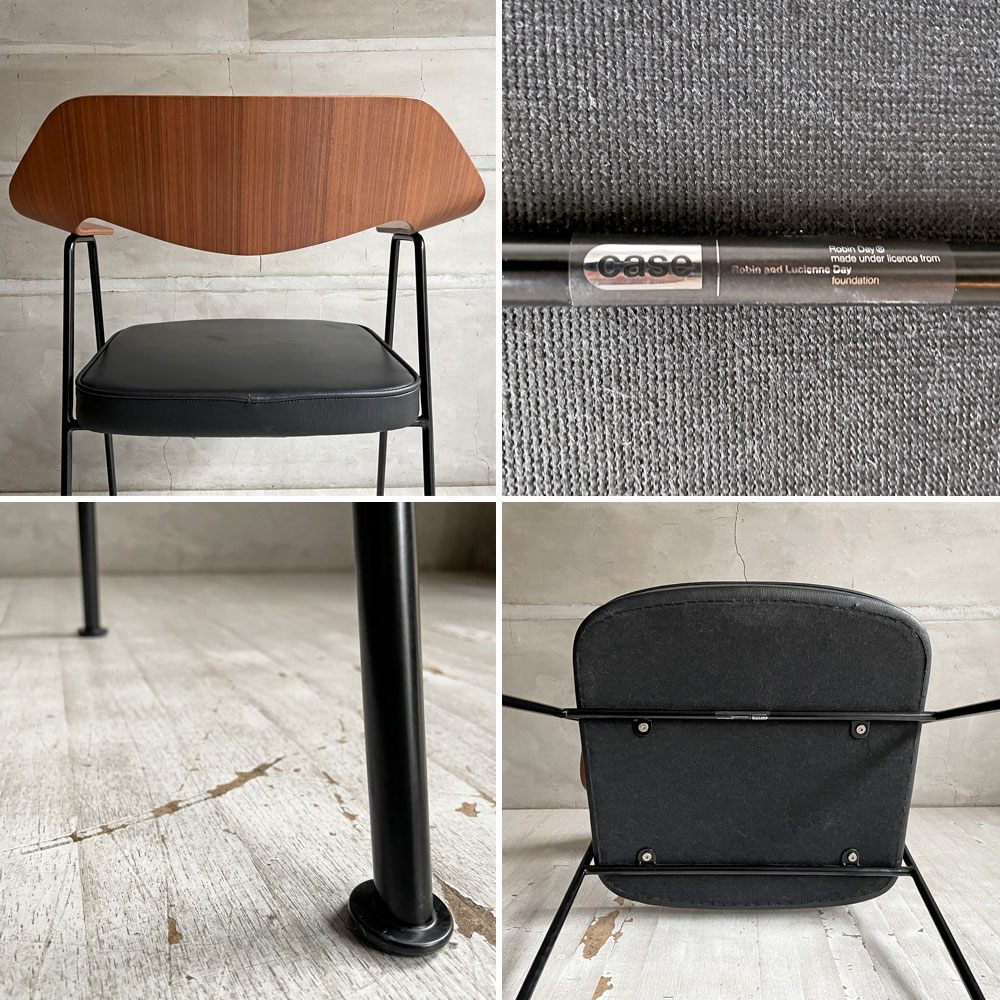 ケースファニチャー Case Furniture 675チェア ダイニングチェア アームチェア ウォールナット材 レザーシート ロビンデイ Robin Day ACTUS取扱 B ♪