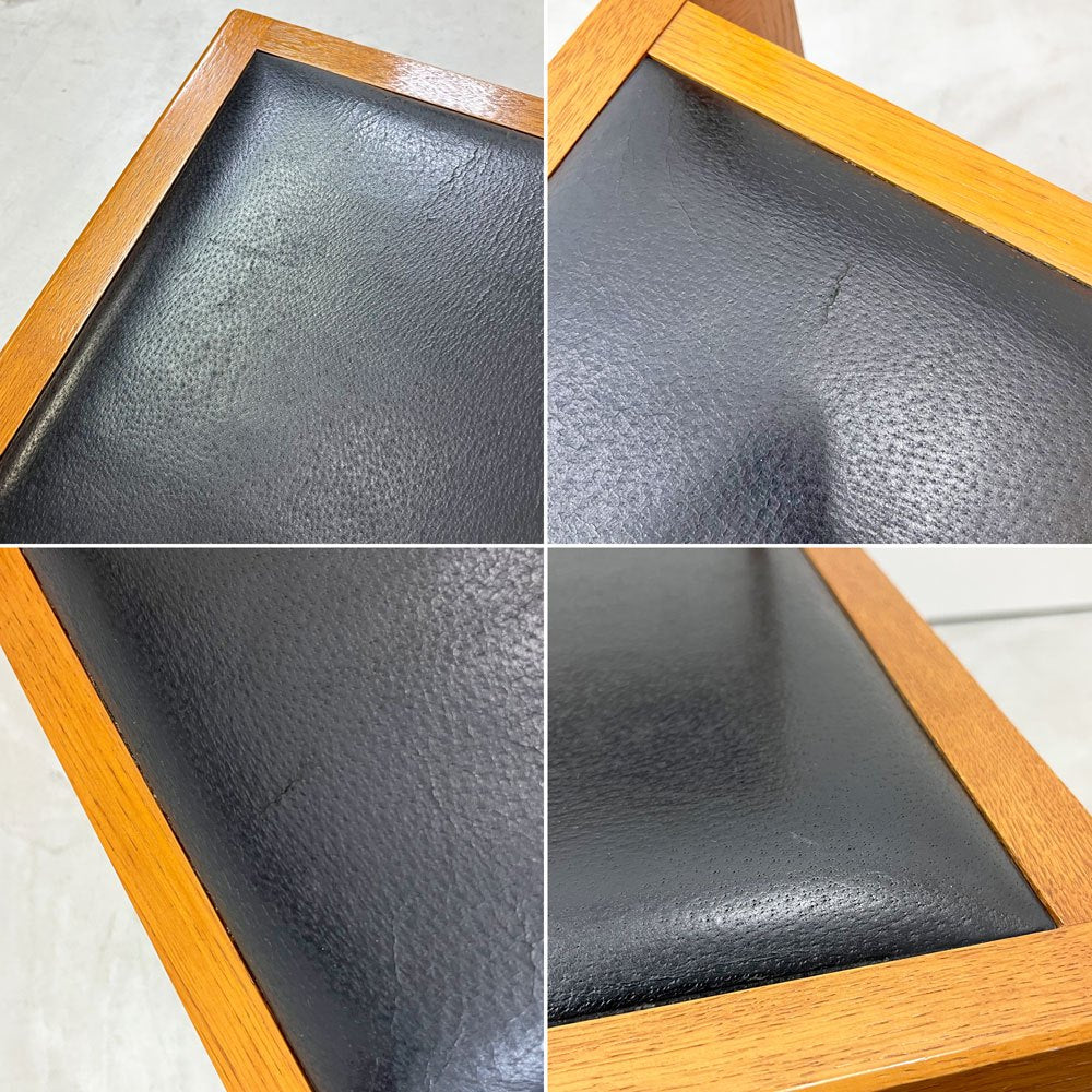 モダンデザイン Modern design ダイニングチェア 木製 合成皮革 ブラックレザーシート レトロ ビンテージスタイル A ●