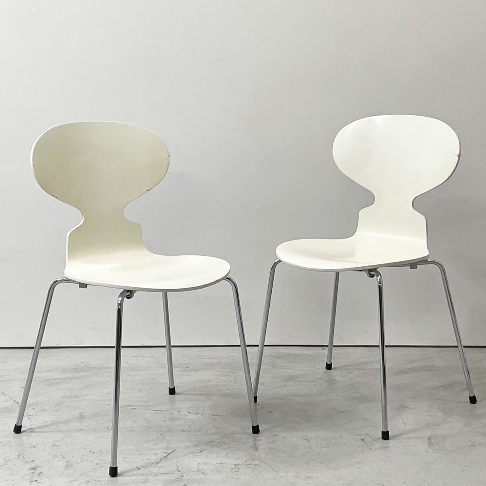 フリッツハンセン Fritz Hansen アントチェア ANT CHAIR アリンコチェア 4本脚 ホワイト ラッカー アルネ・ヤコブセン デンマーク 北欧家具 A ●