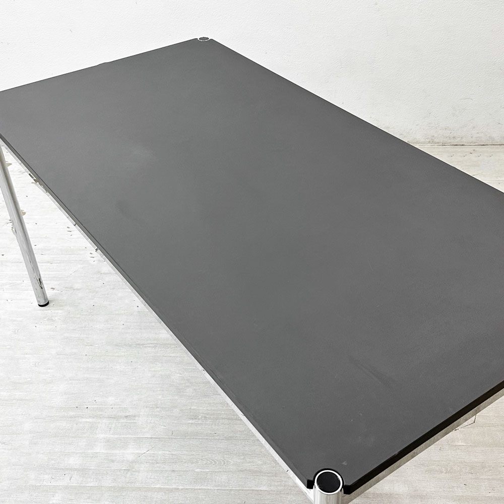 USMモジュラーファニチャー USM Haller USMハラーテーブル ワーキングデスク ダイニングテーブル チャコールリノリウム H74cm アジャスター A ●