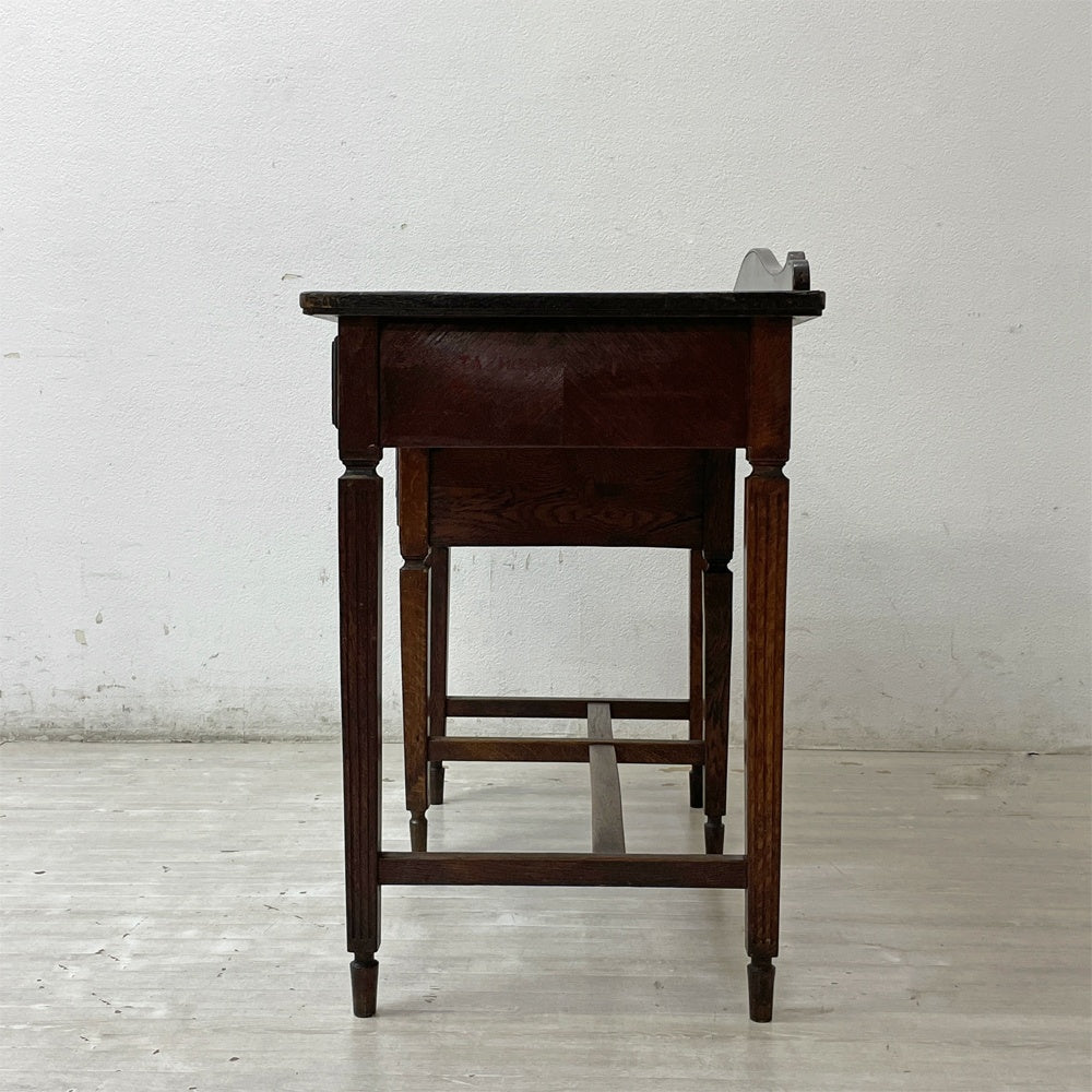 ジャパンビンテージ Japan Vintage 古い木味のデスク 片袖机 抽斗3杯 W91cm ダークブラウン 国産家具 昭和レトロ ●