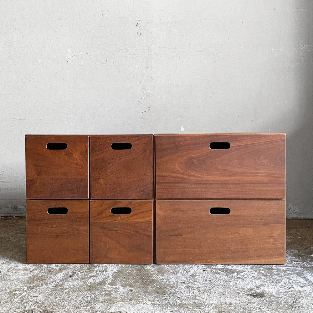 無印良品 MUJI スタッキングチェスト 引出し 2段 ＋ 引出し 4個 ウォールナット材 小引き出し 収納 2点セット ナチュラルデザイン 合計定価：14,980- ■