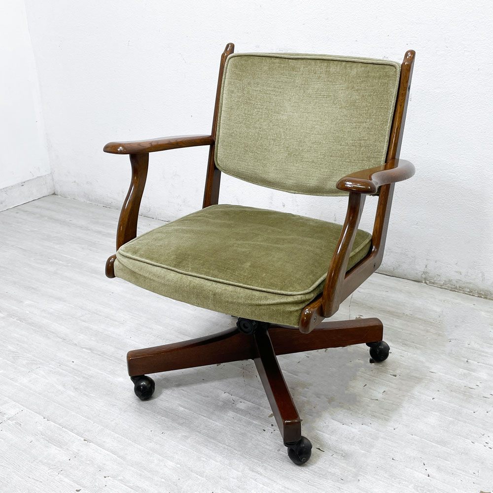 カリモク karimoku コロニアル デスクチェア 木製書斎椅子 リクライニング キャスター付き  ●