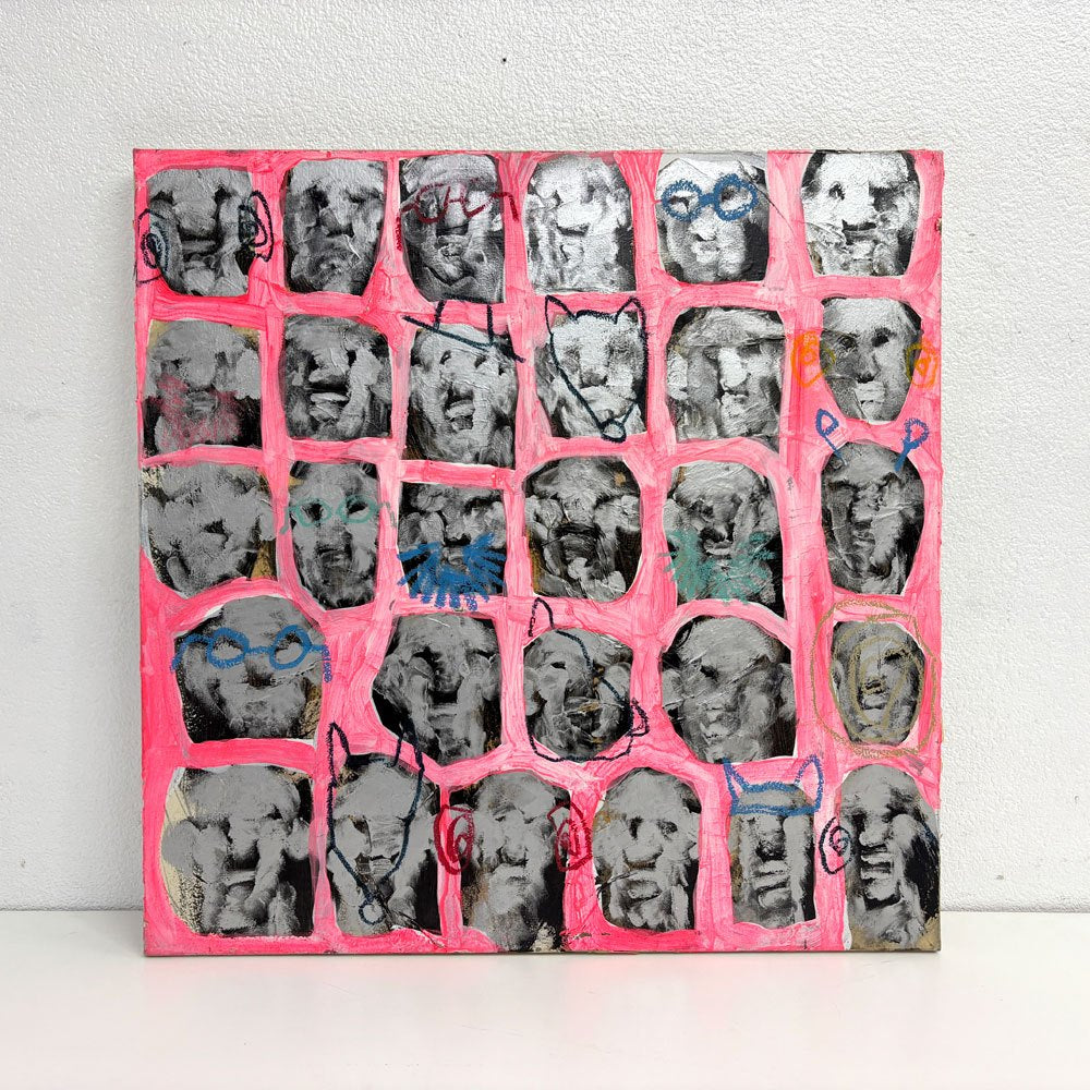 ドミニク・エディ・デュビアン Dominique Eddy Dubien unknown キャンバス画 顔  W60×H60cm モダンアート 現代美術 半具象的芸術 フランス ●