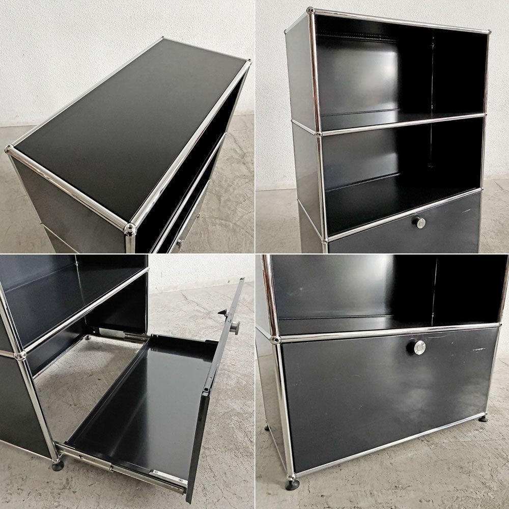 ユーエスエムハラー USMハラー USM Haller モジュラーファニチャー キャビネット シェルフ 1列3段 エクステンションドア グラファイトブラック スイス 〓