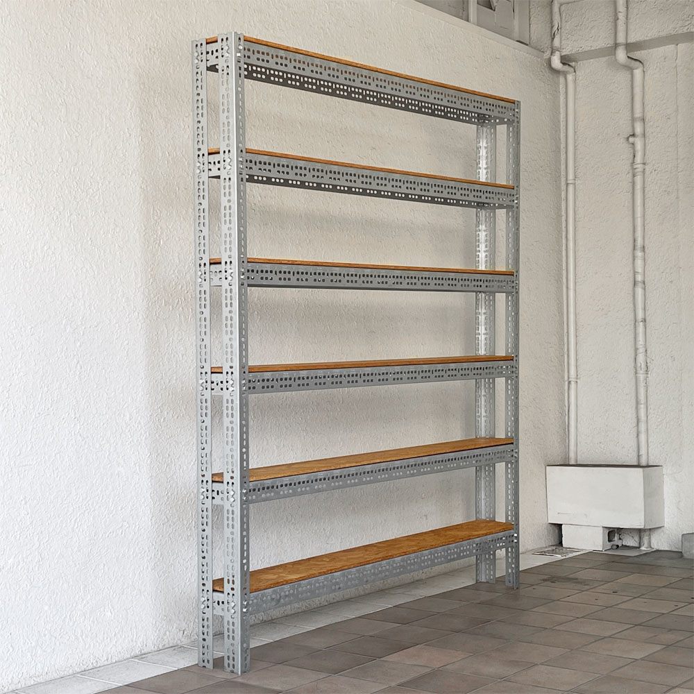 リオン LYON アングルシェルフ SLOTTED ANGLE SHELF オープンシェルフ 6段 インダストリアル P.F.S取扱い セミオーダーサイズ ◇