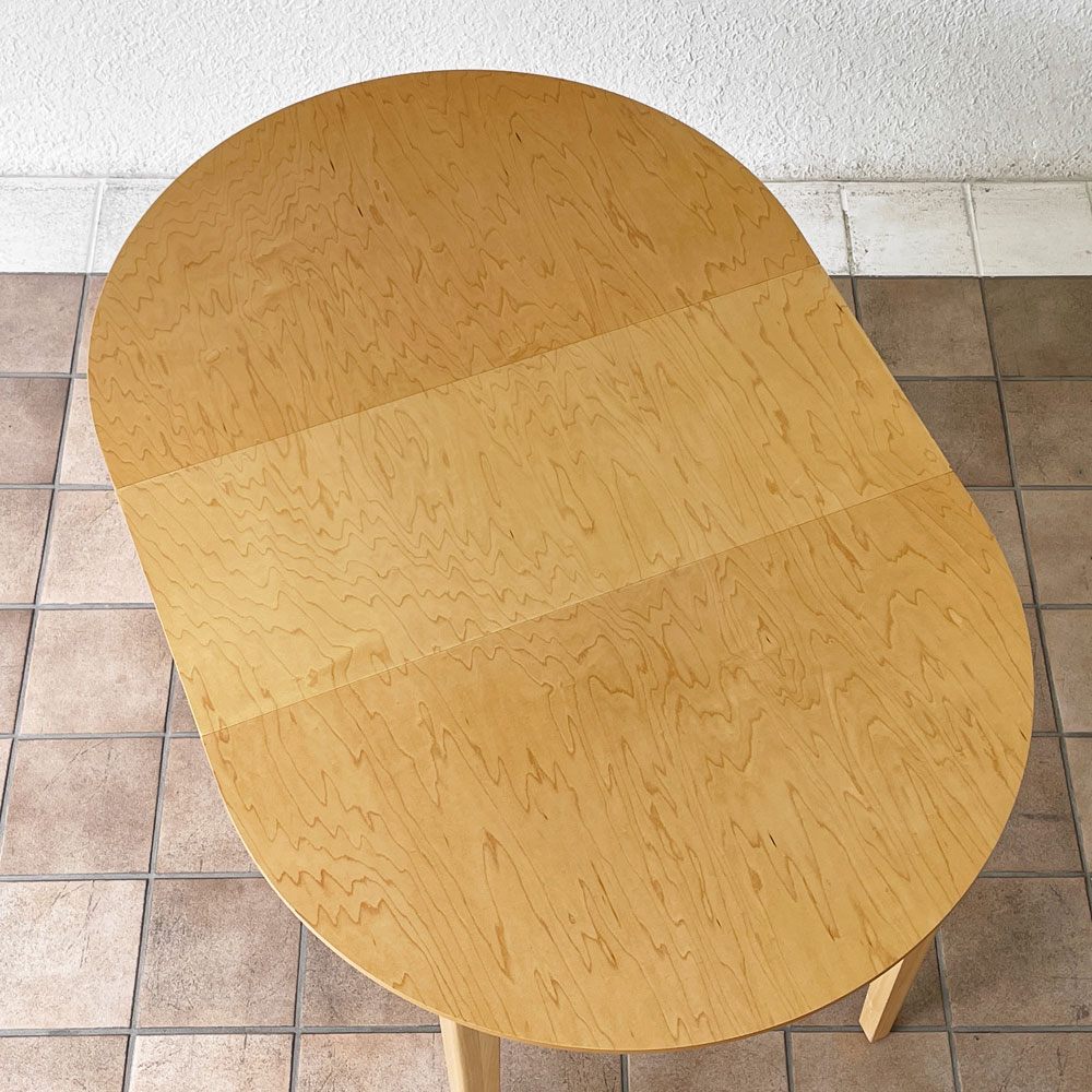 モダンデザイン Modern Design メープル材 ダイニングテーブル エクステンション オーバル W90-120cm 国産家具 ナチュラル ◇