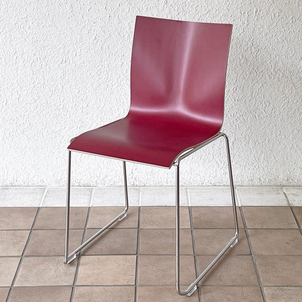 エンゲルブレヒト Engelbrechts チャリック CHAIRIK 107 ダイニングチェア スタッキング そり足 ボルドー 未使用品 デンマーク B ◇