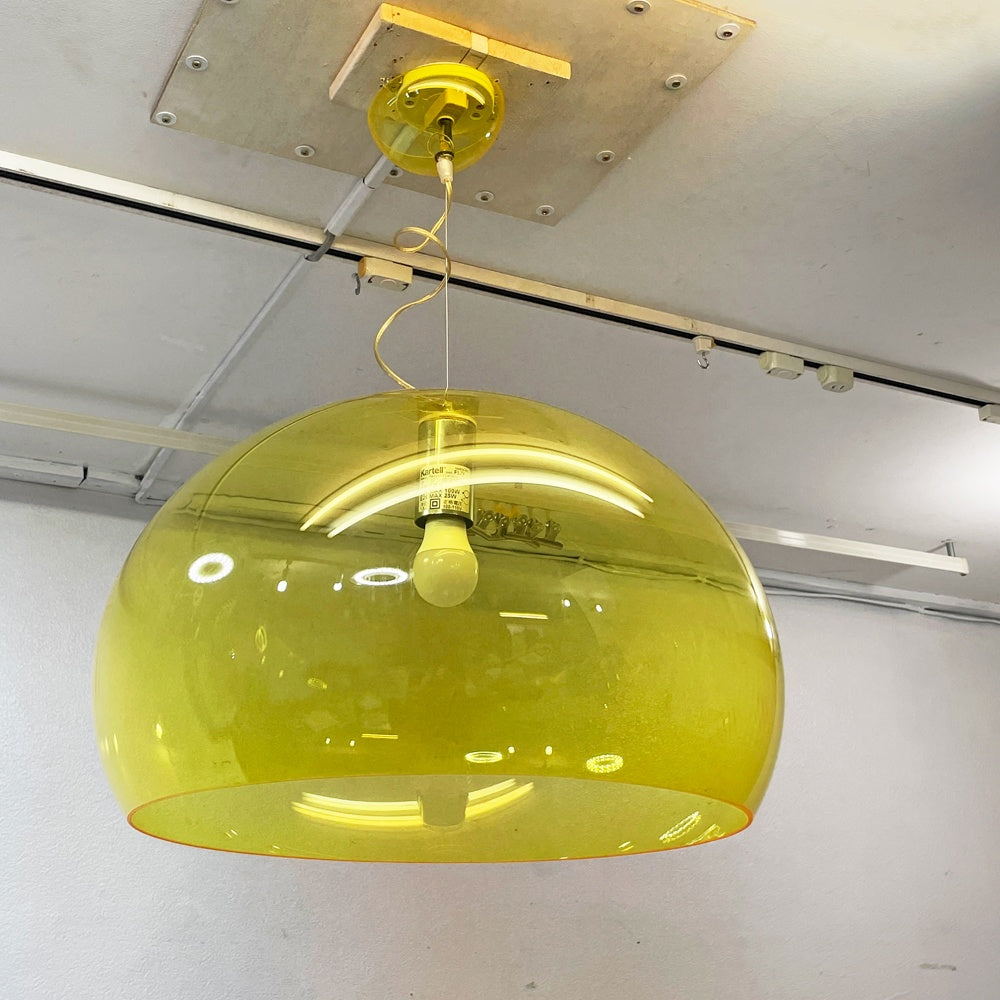 カルテル Kartell フライ FL/Y FLY ペンダントライト イエロー φ52cm フェルーチョ・ラヴィアーニ イタリア スペースエイジ ●