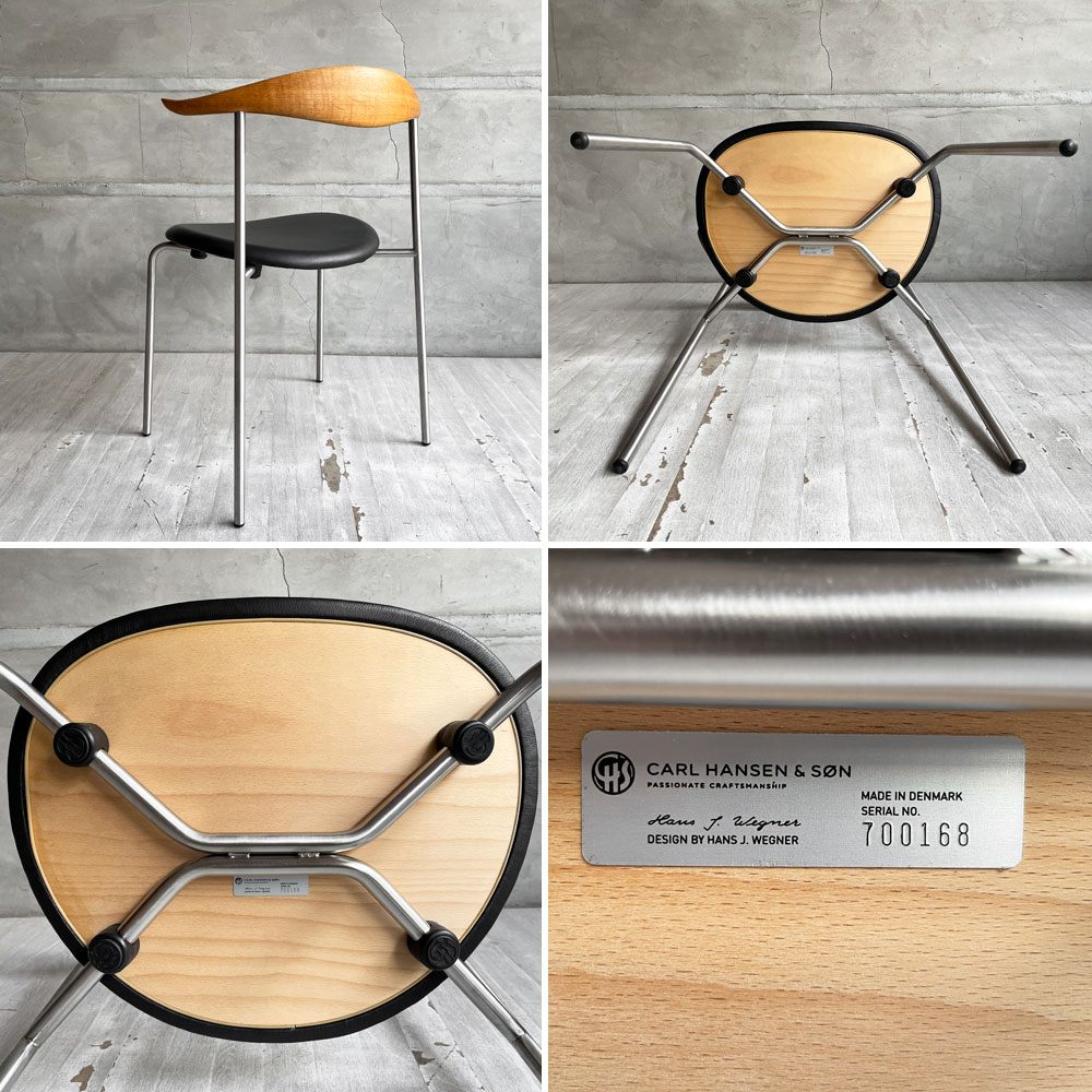 カールハンセン＆サン Carl Hansen & Son CH88P ダイニングチェア オーク材 本革 ブラックレザー ハンス・J・ウェグナー デンマーク 北欧家具 美品 ♪
