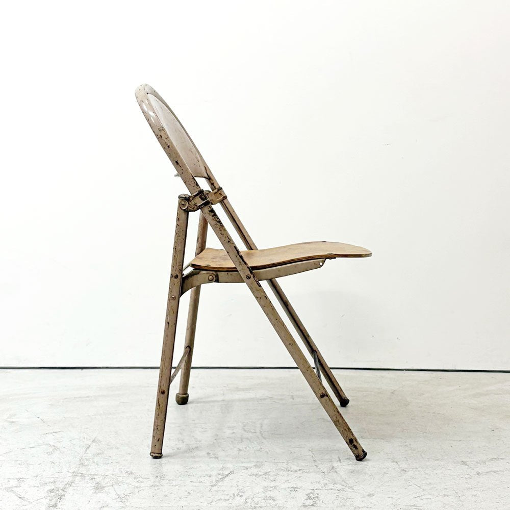 アメリカンシーティングカンパニー AMERICAN SEATING COMPANY フォールディングチェア プライウッド × スチール USビンテージ D ●