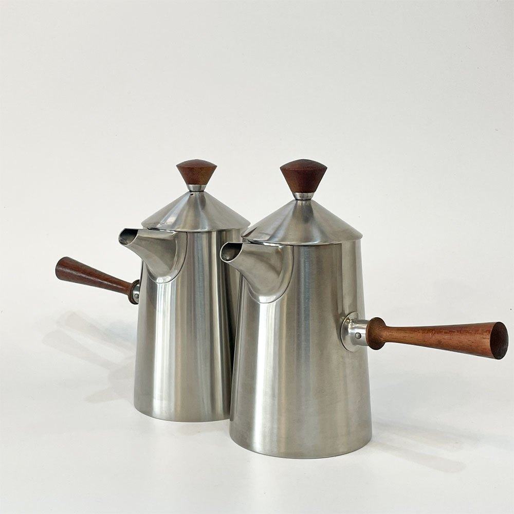 オールドホール Old Hall カムデン CAMDEN カフェオレポット 左右ペア ステンレス × チーク材 ロバート・ウェルチ 英国ビンテージ 旧J&Jウィギン ★
