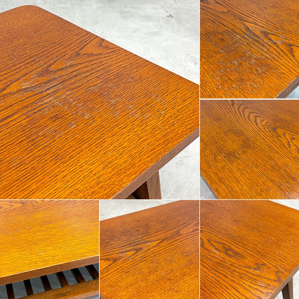 パシフィックファニチャーサービス P.F.S. ローテーブル DH TEA TABLE WITH SHELF Sサイズ W102cm ナラ材 マガジンラック付 ◎
