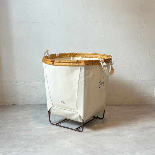 スティールキャンバス Steele Canvas Basket バスケット ラウンド 帆布×レザー×アイアン 工業デザイン 廃盤 ★