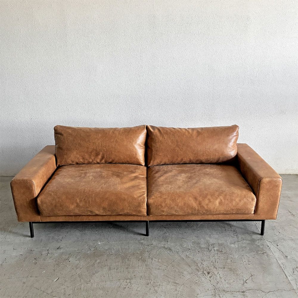 クラッシュゲート CRASH GATE コンフォーム COMFORM プルート PLUTO SOFA 3人掛けソファ W198cm スーパーレザーテックス オーカーブラウン 定価￥154,000- 〓