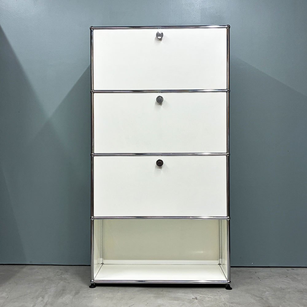 ユーエスエムハラー USMハラー USM Haller キャビネット シェルフ 1列4段 オープン ドロップダウンドア ピュアホワイト スイス モダン 定価￥326,578- ◎