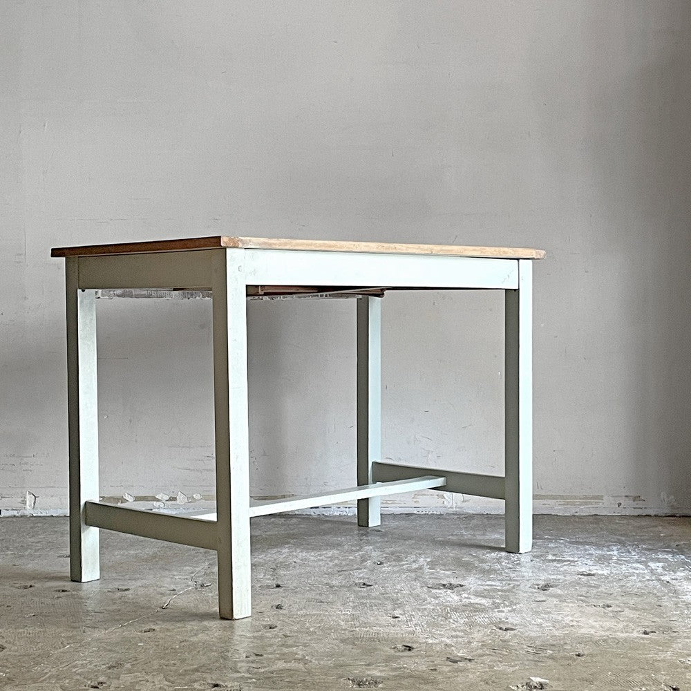フランスビンテージ French Vintage 抽斗付き ペインテッド テーブル デスク オールドパイン材 ■