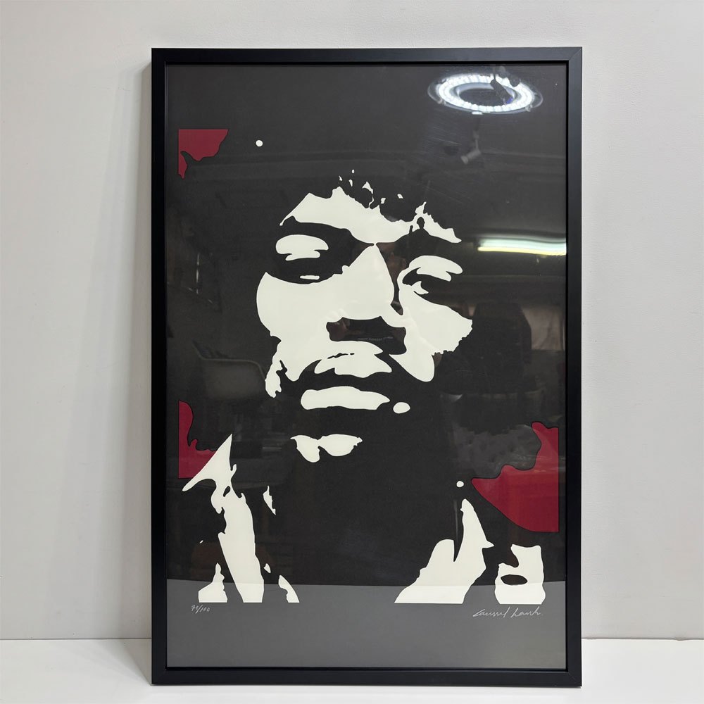 コンラッドリーチ CONRAD LEACH ジミ・ヘンドリックス Jimi Hendrix シルクスクリーン アートフレーム ポスター ポップアート 78/100 希少 56×69.5cm(スクリーンサイズ) 額装品 B ●