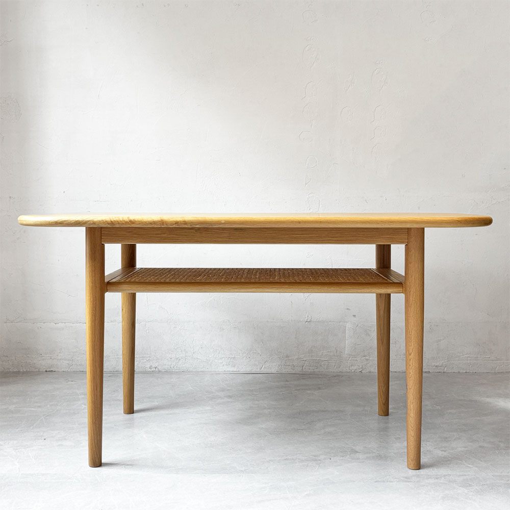 リセノ Re:CENO クルム culum ダイニングテーブル オーク無垢材 W130cm ラタン オーバル天板 ナチュラルスタイル モダン 美品 ★