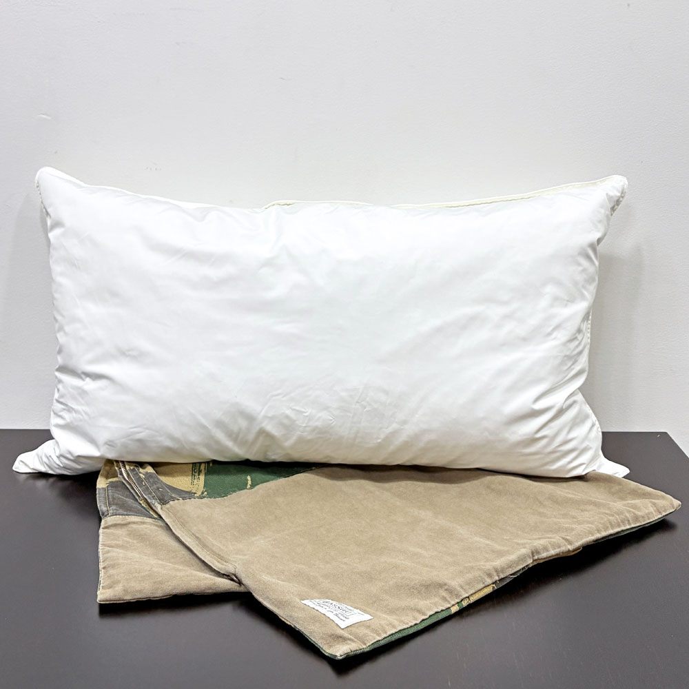 バッシュ BasShu ミリタリー風 ロングクッション カモフラージュ柄 迷彩 カーキ バイカラー コットンキャンバス 45×75cm ●