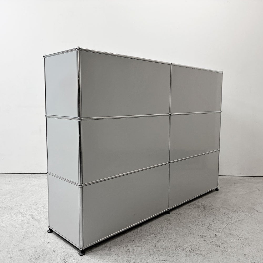 ユーエスエムハラー USM Haller モジュラーファニチャー キャビネット シェルフ 2列3段 2ドロワー 2ハーフドロワー ライトグレー アジャスター付き 定価￥427,488- ●