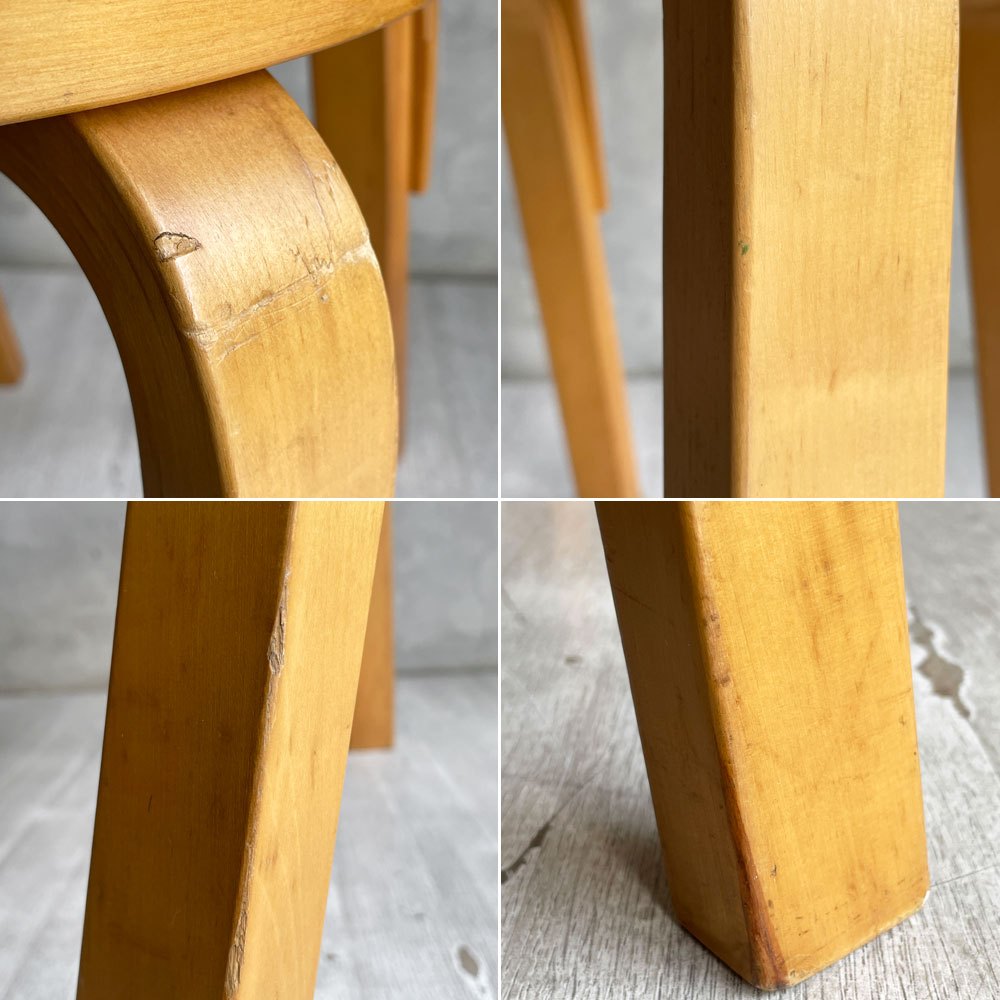 アルテック artek ビンテージ チェア66 CHAIR66 ダイニングチェア バーチ材 ブラックリノリウム アルヴァ・アアルト フィンランド 北欧家具 ♪