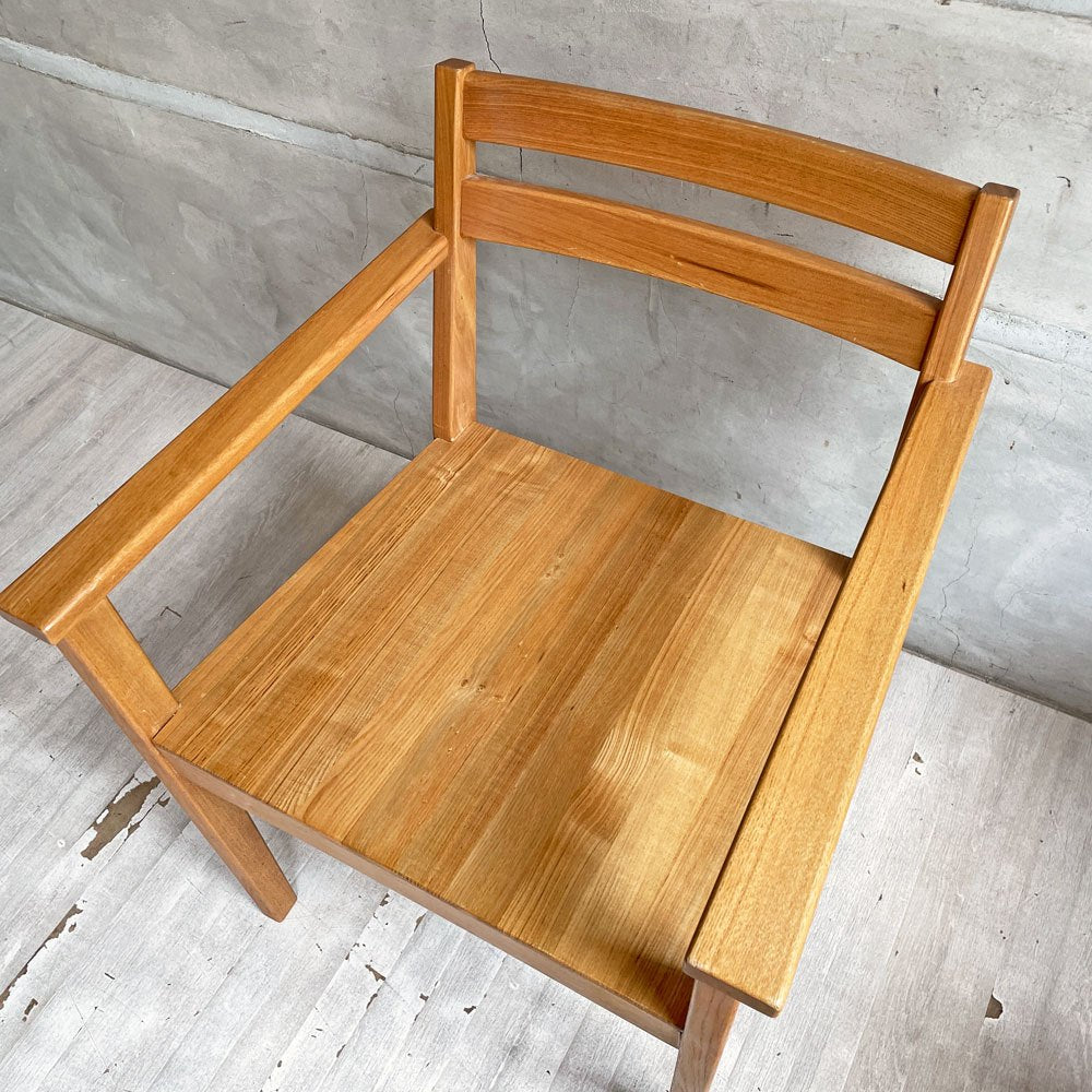 無印良品 MUJI タモ材 ラウンジチェア アームチェア 板座 ナチュラルスタイル 廃番 ♪