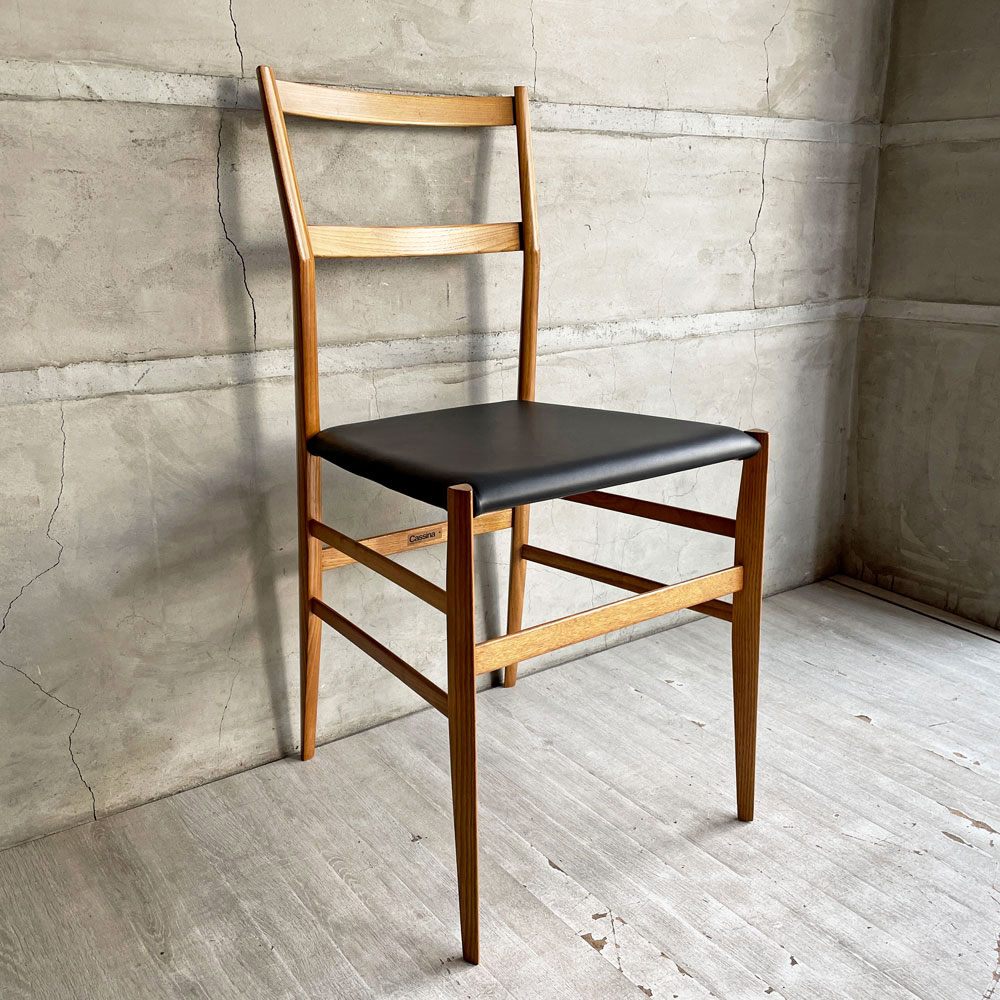 カッシーナ Cassina 699 スーパーレジェーラ SUPERLEGGERA ダイニングチェア アッシュ材 ナチュラル レザー 本革 Zランク ジオ・ポンティ 定価￥341,000- ♪