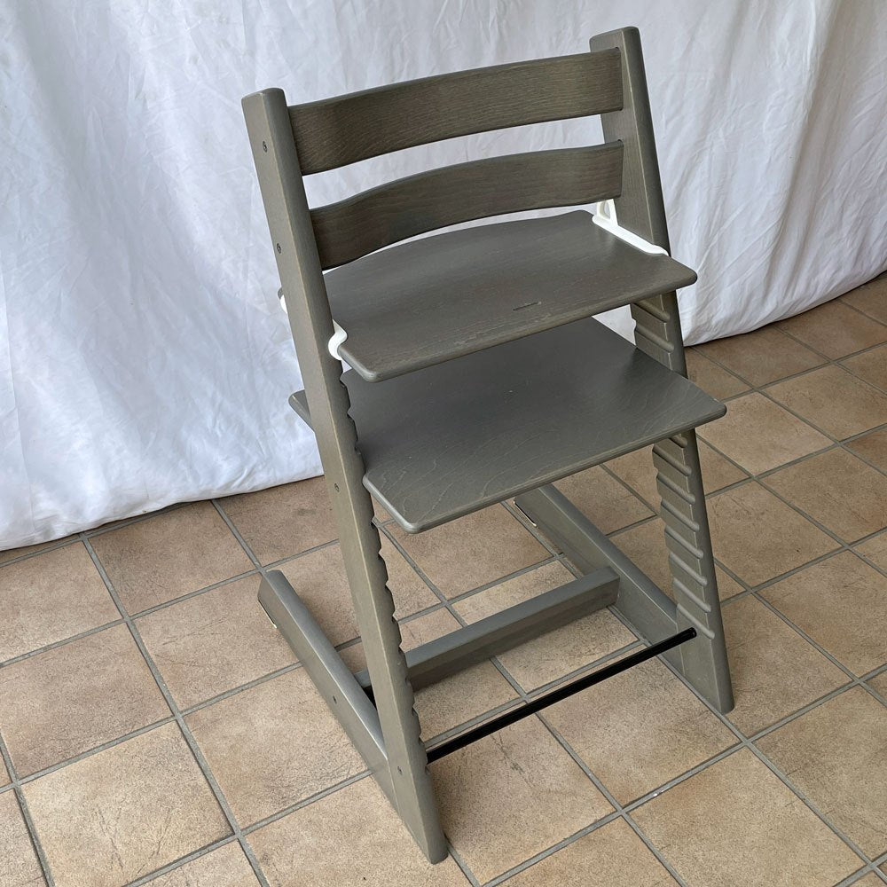 ストッケ STOKKE トリップトラップ TRIPP TRAPP ベビーチェア キッズチェア S/N5 ベビーガード・トレイ・延長グライダー付き ストームグレー ノルウェー 北欧家具 ◇