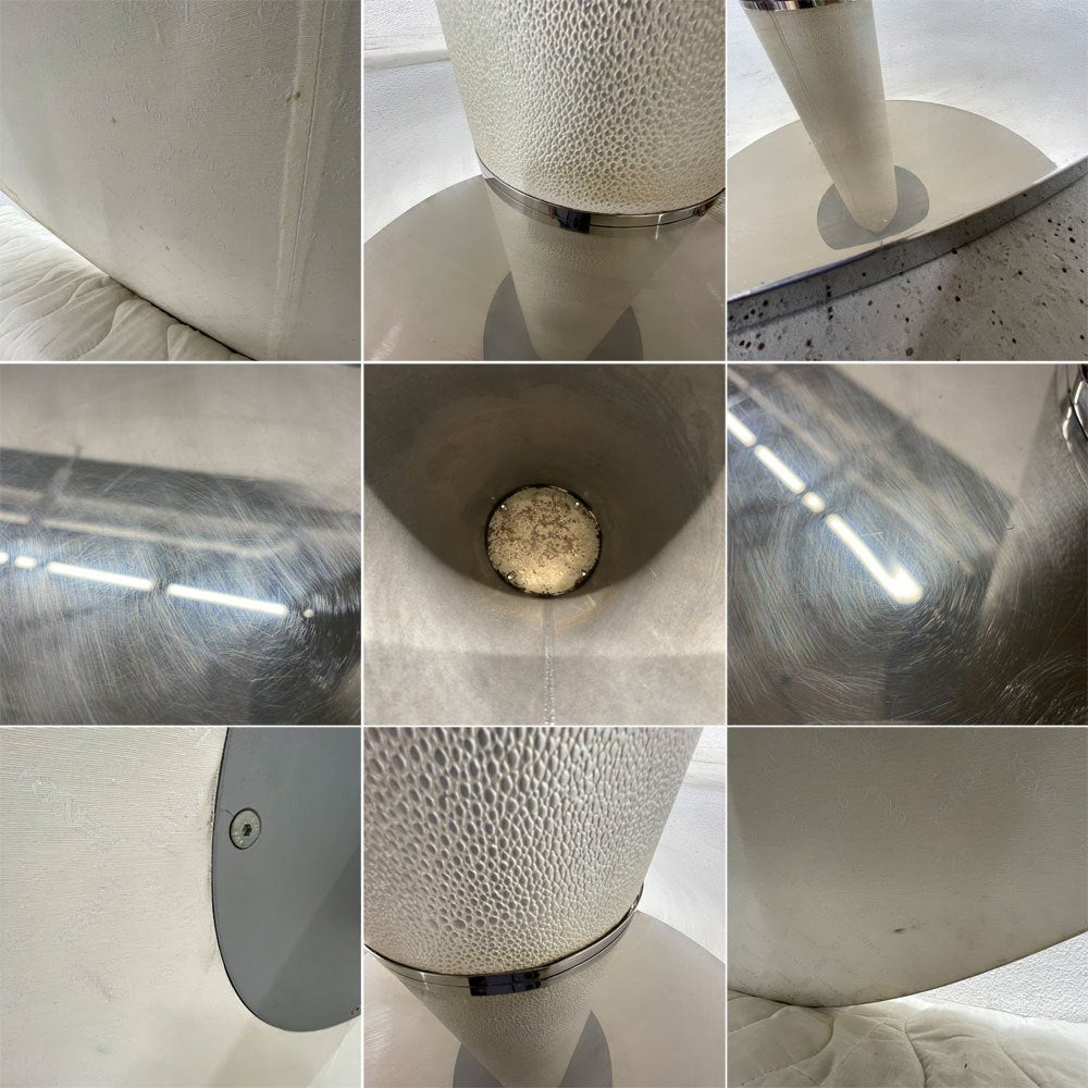 フェンディ・カーサ FENDI CASA ベルニーニ Bernini ラウンドダイニングテーブル 牛革リザード型押し パールホワイト 参考価格 約80-120万の品 〓