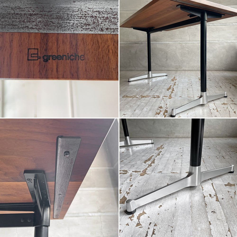 グリニッチ greeniche カフェテーブル Cafe Table ダイニングテーブル W120×D70×H70cm ウォールナット無垢材×スチールレッグ ♪