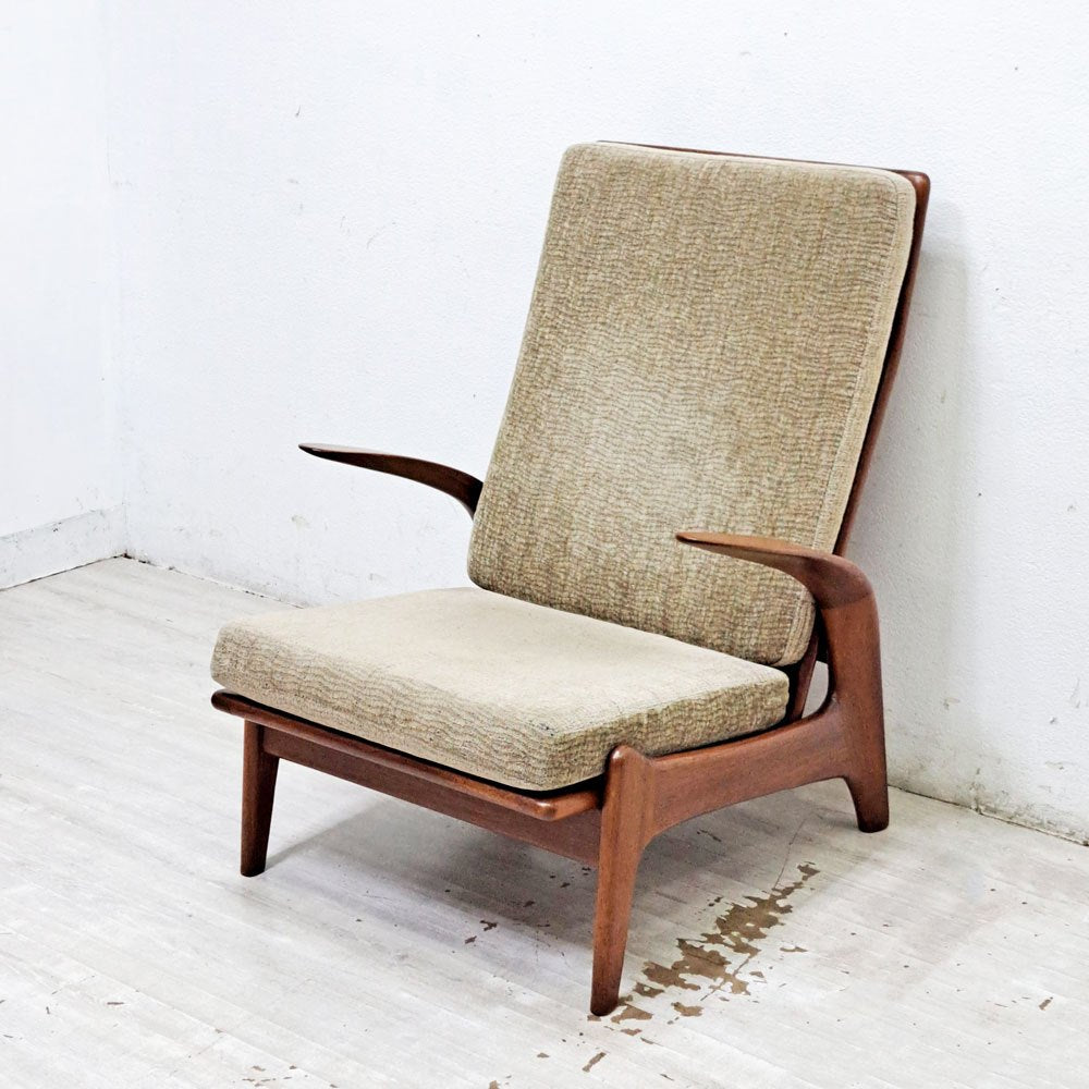 ギムソン＆スレーター Gimson & Slater ハイバックラウンジチェア チーク材 Rolf Rastad & Adolf Relling ワイヤースプリング イギリスビンテージ 北欧スタイル ●