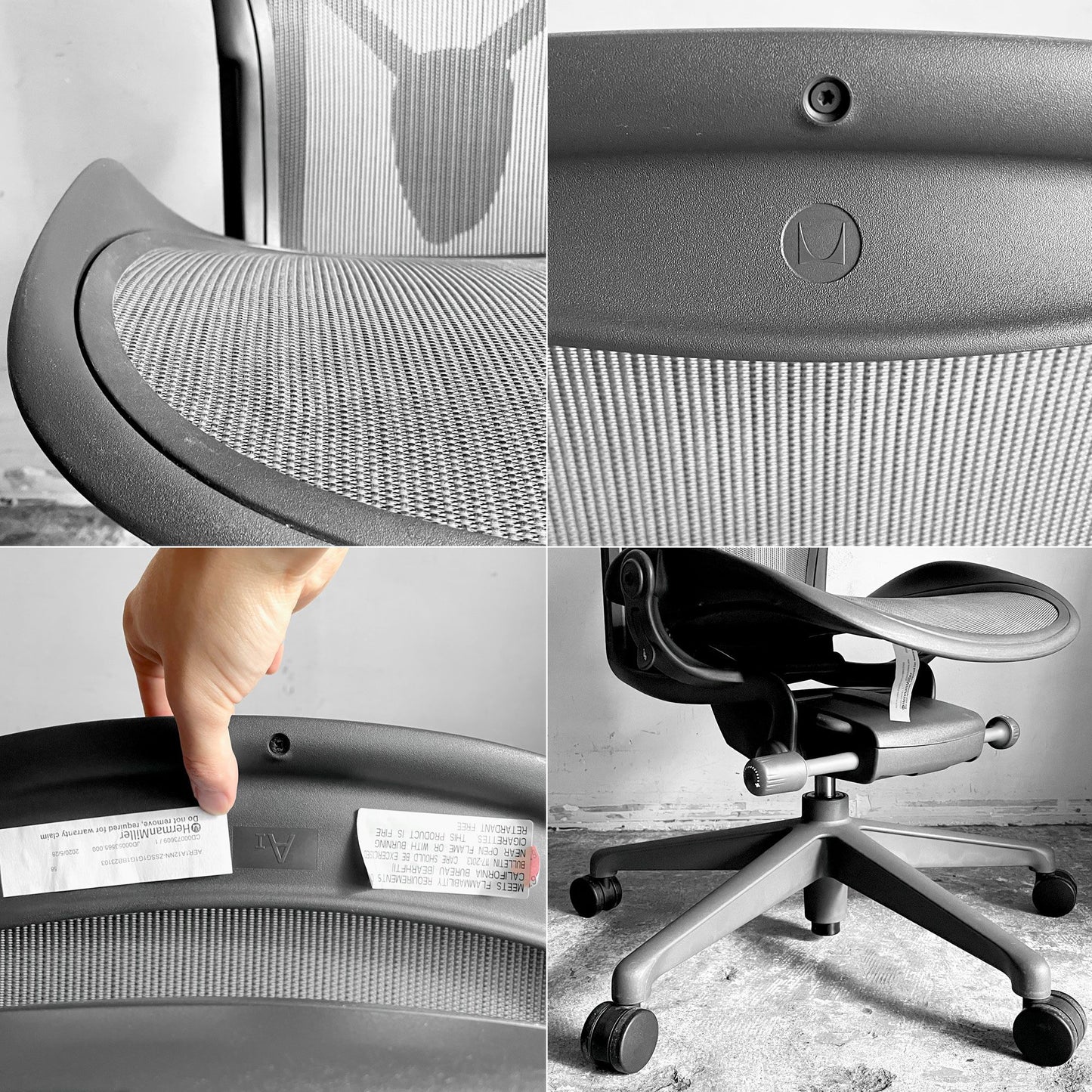 ハーマンミラー Herman Miller アーロンチェア Aサイズ ライト アームレス ポスチャーフィット グラファイトベース ビル・スタンフ ＆ ドン・チャドウィック ■