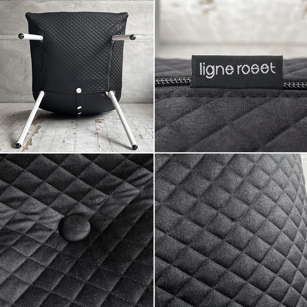 リーンロゼ ligneroset ロゼカラン ROSET Calin steel leg ダイニングチェア  ブラック×ホワイト キルティング スチールレッグ パスカル ムールグ フランス B ♪